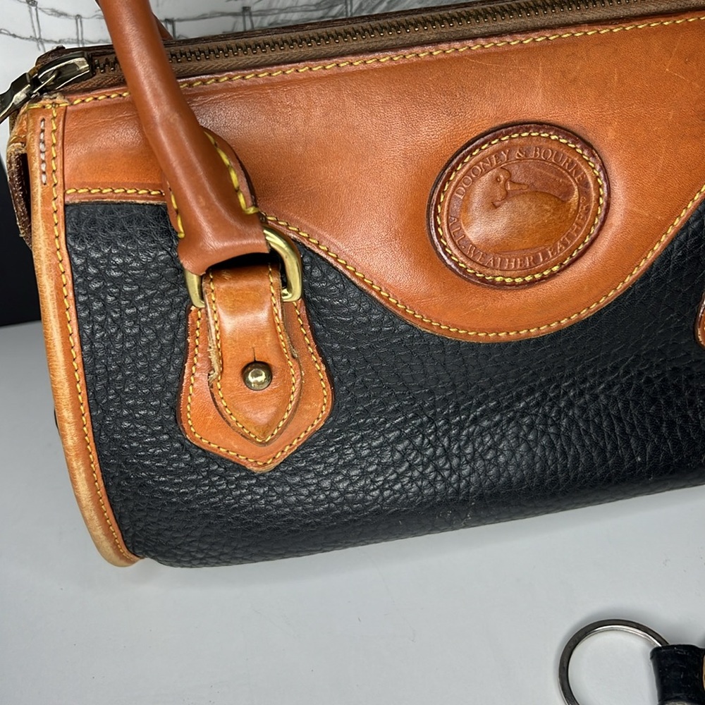 Vintage Dooney & Bourke Leather Satchel Handbag.Brown/ Blue Pebble Leather - Picture 2 of 16